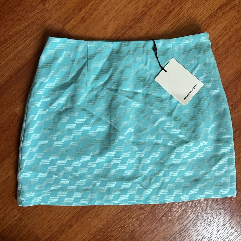 Hansen & Gretal Aqua Patterned Mini Skirt